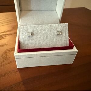 Elegant 14k white gold princess cut natural diamond Stud Earrings
